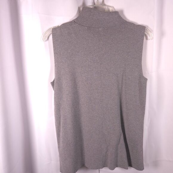 Talbots Womens Medium Gray Turtleneck Sleeveless Pullover Sweater Vest - Picture 2 of 6